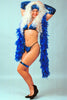 Our model is wearing the royal blue Chandelle Turkey Feather Boa.