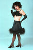 Our model is wearing the Satin Opera Gloves in Black.