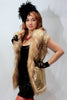 Our model is wearing the High-End Fur Vest in Lion with Gold Snake lining.