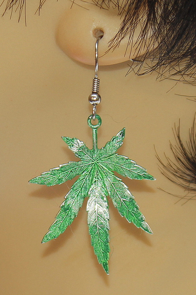pot plant earrings Metal Pot Leaf Earrings
