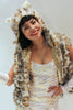 Our model is wearing the Fur Kitty Hat in White Snow Leopard.