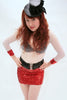 Our model is wearing the Short Sequins Cuffs in Red.