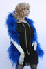 Our model is wearing the Ostrich Feather Boa in Royal Blue.