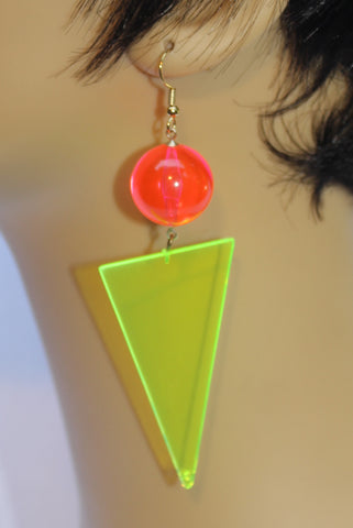 Neon Green Triangle with Neon Pink Ball