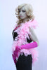 Our model is wearing the baby pink Chandelle Turkey Feather Boa.