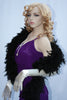 Our model is wearing the black Chandelle Turkey Feather Boa.